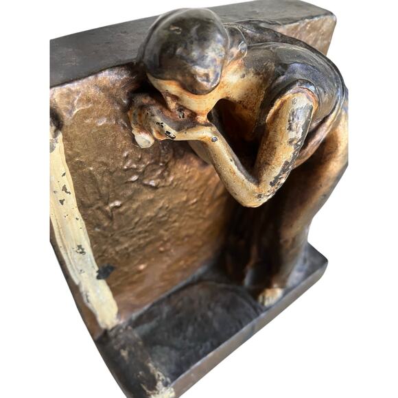 Vtg 5” Bronze Clad Bookend Art Nouveau Woman Fountain Statue Goddess Figurine - Picture 2 of 7